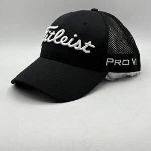 Titleist Tour Performance Mesh Snapback Hat Black Pro V1 FootJoy Adjustable Golf
